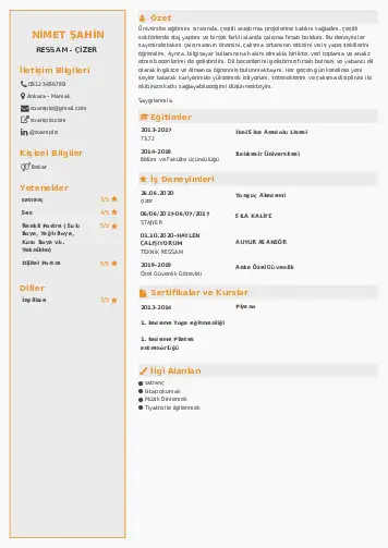 Ressam Cv Örnekleri cv indir